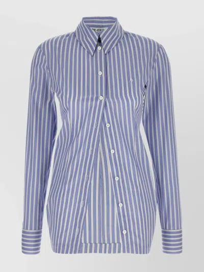 Attico Striped Shirt With Cuffed Long Sleeves In Multi