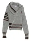 Attico Womens Asymmetric High-neck Knitted Cardigan Melange Grey In Multi