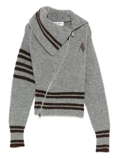 ATTICO STRIPED ZIP-FRONT CARDIGAN
