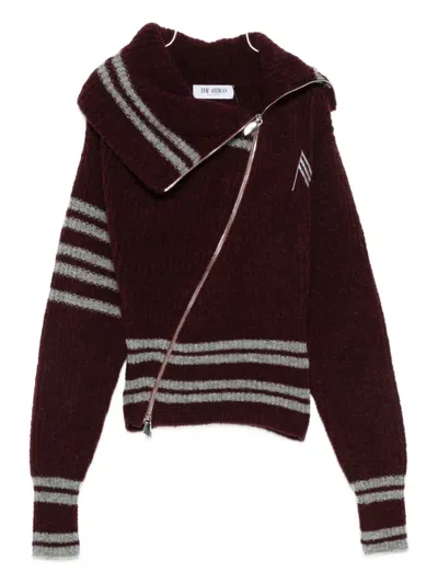 ATTICO STRIPED ZIP-FRONT CARDIGAN