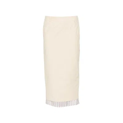 Attico Striped-hem Midi Skirt In Neutral