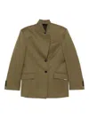 Attico Structured Asymmetrical Jacket With High Collar In Gray