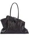 Attico Structured Crocodile-effect Brown Bag With Elongated Handles In Brown