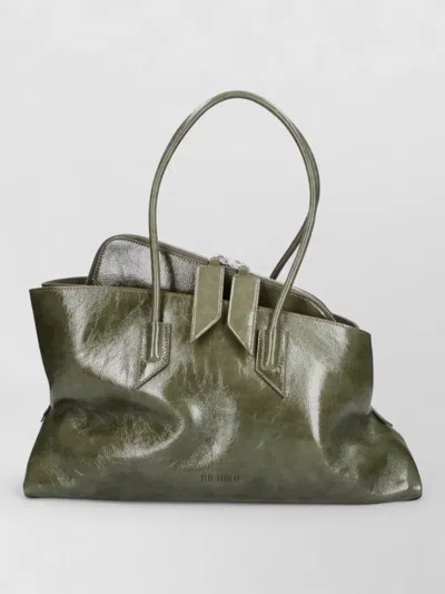 Attico Structured Smooth Tote Bag Top Handles In Green