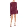 Attico Studded Asymmetric Convertible Round Neck Dress In Purple