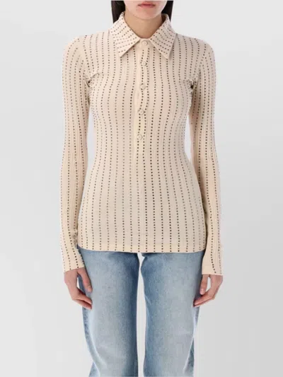 Attico Studded Collar Fitted Shirt In Yellow