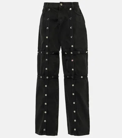 ATTICO STUDDED CONVERTIBLE LOW-RISE STRAIGHT JEANS
