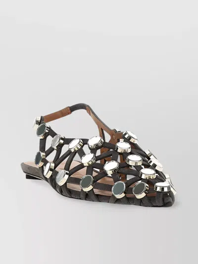 Attico Studded Flat Sole Open Toe Sandals