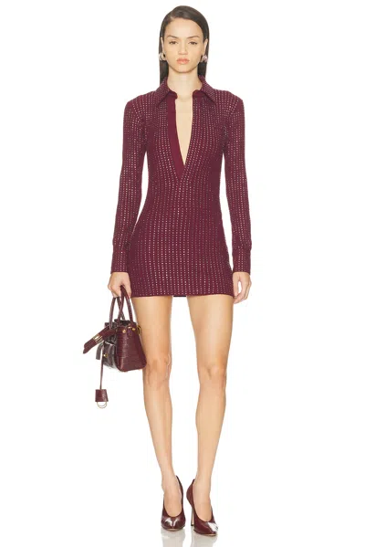 Attico Studded Mini Dress In Burgundy