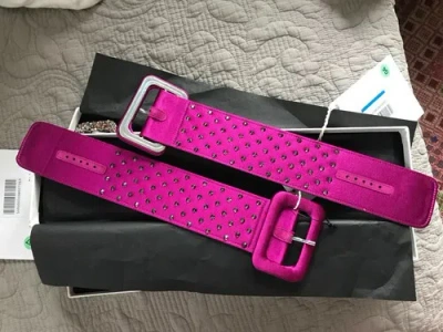 Pre-owned Attico Stunning •••$395.00  Mauve Satin With Rhinestones Ankle Cuffs Nwt••• In Pink