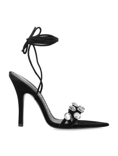 Attico Stunning Black Grid Sandals For Women