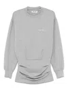 Attico Gray Cotton Short Dress With A Crew Neck