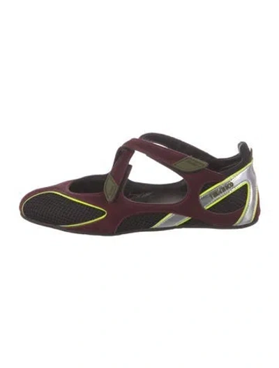 Pre-owned Attico Suede Ballet Flats In Burgundy
