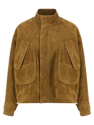 Attico Suede Bomber Jacket In Brown