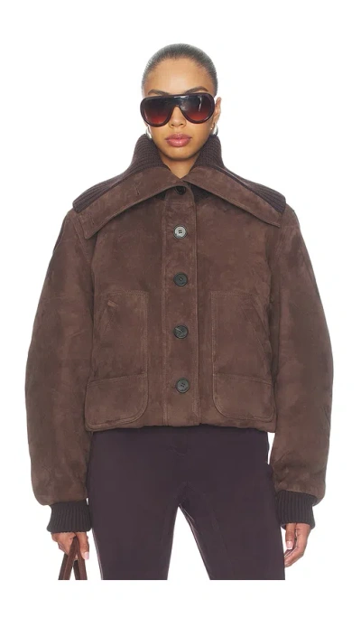 Attico Suede Bomber Jacket In Brown