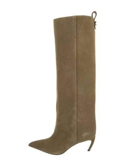 Pre-owned Attico Suede Boots In Green