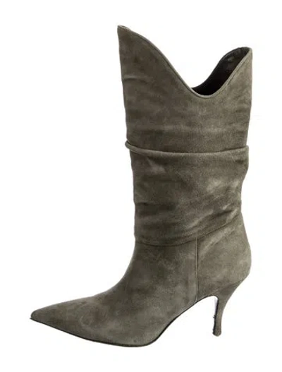 Pre-owned Attico Suede Boots In Green