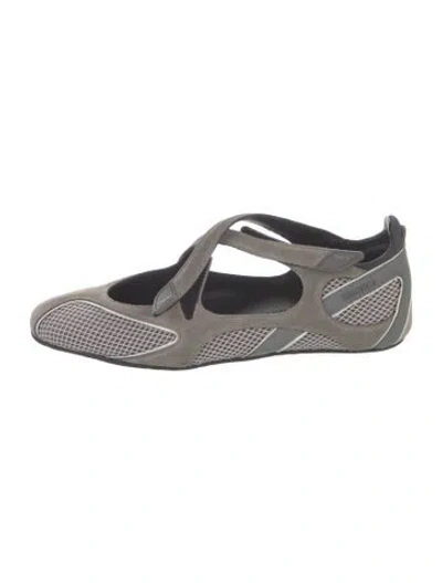 Pre-owned Attico Suede Colorblock Pattern Flats In Grey