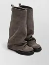 Attico Robin Taupe Suede Combat Boots In Gray