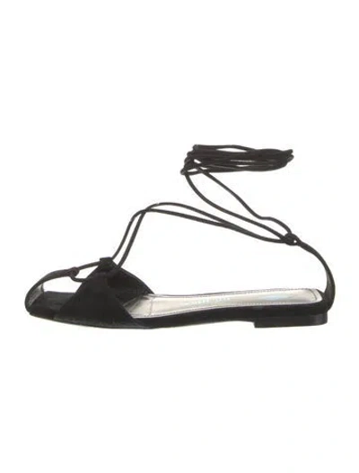 Pre-owned Attico Suede Gladiator Sandals In Black