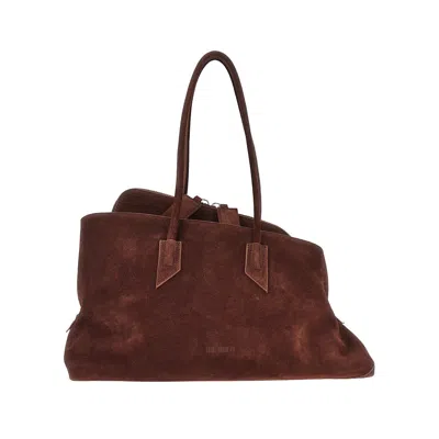 Attico Brown Suede La Passeggiata Shoulder Bag In Black