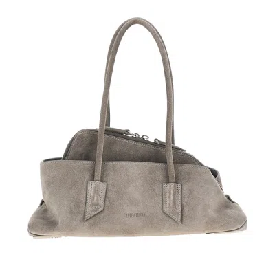 Attico Suede Leather Small 'la Passeggiata' Bag In Gray