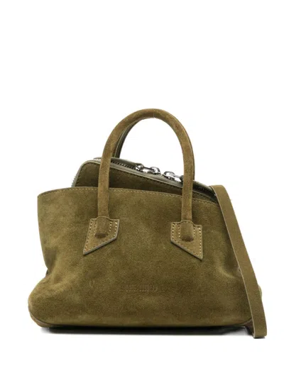 Attico Suede Leather Tote Bag In Green