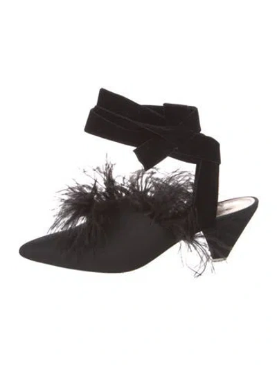 Pre-owned Attico Suede Mules In Black