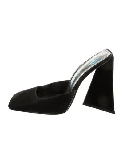Pre-owned Attico Suede Mules In Black