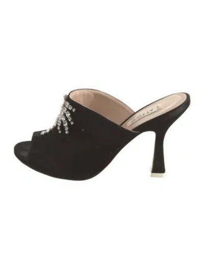 Pre-owned Attico Suede Mules In Black