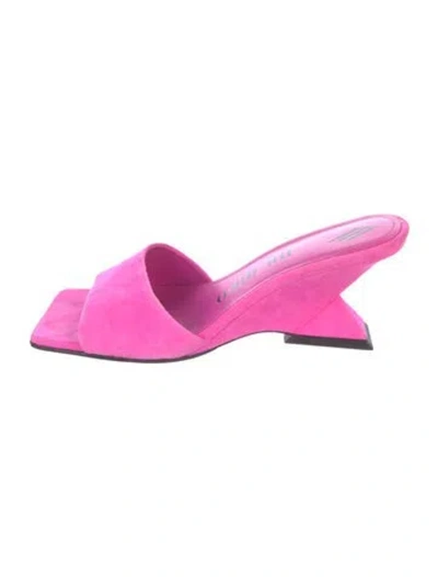 Pre-owned Attico Suede Mules In Pink
