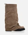 Attico Suede Robin Combat Boots In Brown