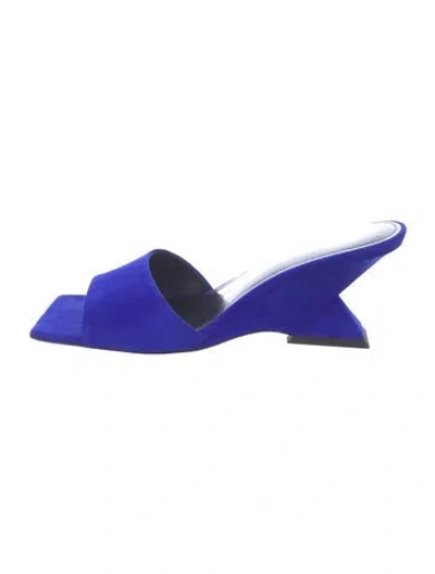 Pre-owned Attico Suede Slides In Blue