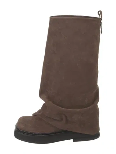 Pre-owned Attico Suede Slouch Boots In Brown