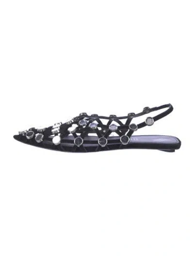 Pre-owned Attico Suede Studded Accents Slingback Flats In Black