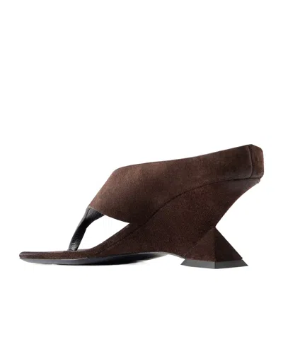 Attico Suede Sandals Open Toe Sculpted Heel In Brown