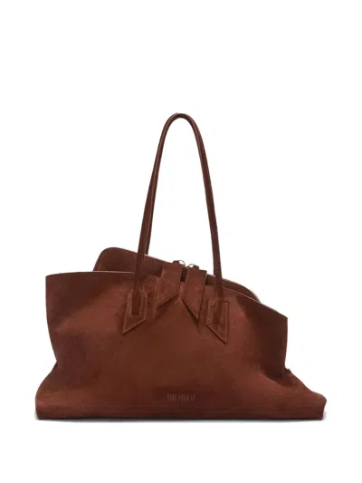 Attico Suede Zip-top Tote Bag In Brown