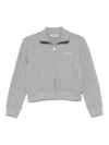 Attico Cropped High Collar Knit Jacket In Gris