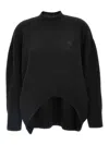 Attico Uneven Knit Sweater Dropped Shoulders In Negro