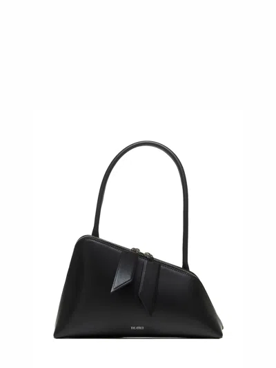 Attico Sunrise Leather Shoulder Bag In Black