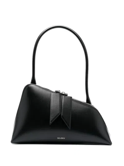 Attico Leather Sunrise Shoulder Bag In Black