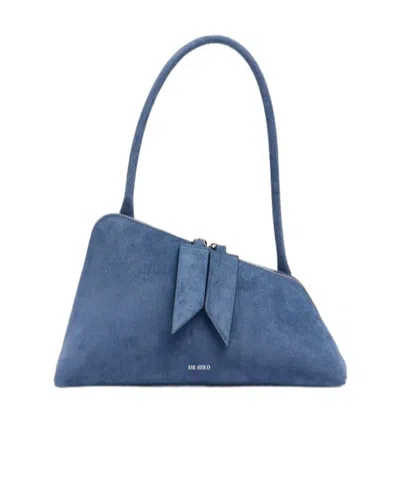 Attico Sunrise Suede Shoulder Bag In Blue
