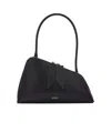 Attico Sunrise Leather Shoulder Bag In Black