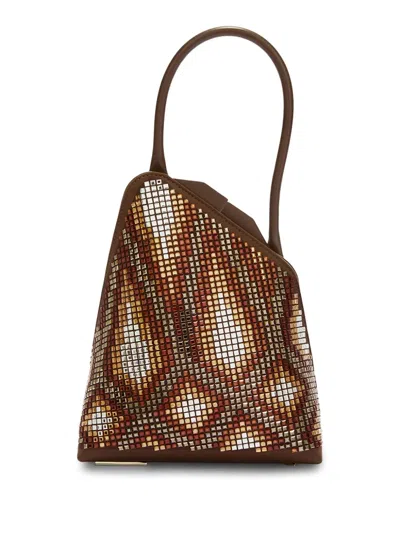 Attico Sunset Satin Tote Bag In Brown
