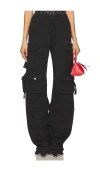 Attico Fern Low-rise Cargo Pants In Black Fade & Brown