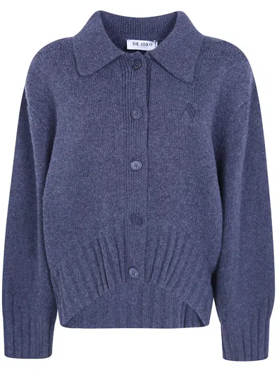 Attico Sweater Cardigan "shirt Neck" In Gray