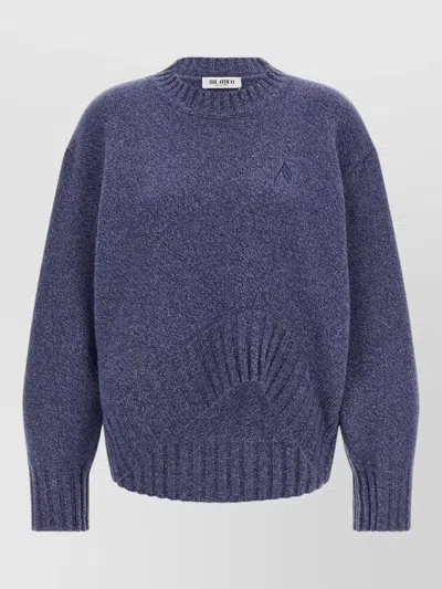 Attico Sweater Crew Neck Long Sleeves Asymmetric Hem In Purple