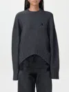 Attico Asymmetric Wool Cashmere Sweater In Grau