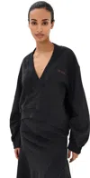 Attico Oversized Sweatshirt With Deep V-neck In Gradient Black In Black Fade/brown