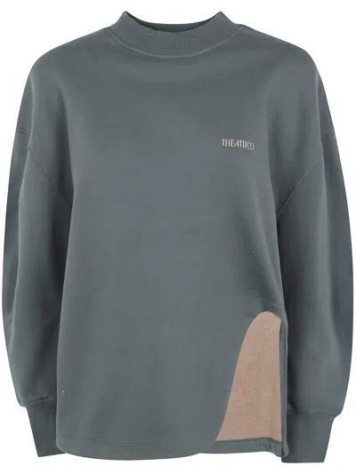 Attico Sweatshirt Classic Round Neck In Green
